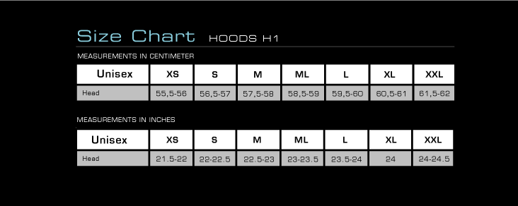 H1 Hoods Size Chart