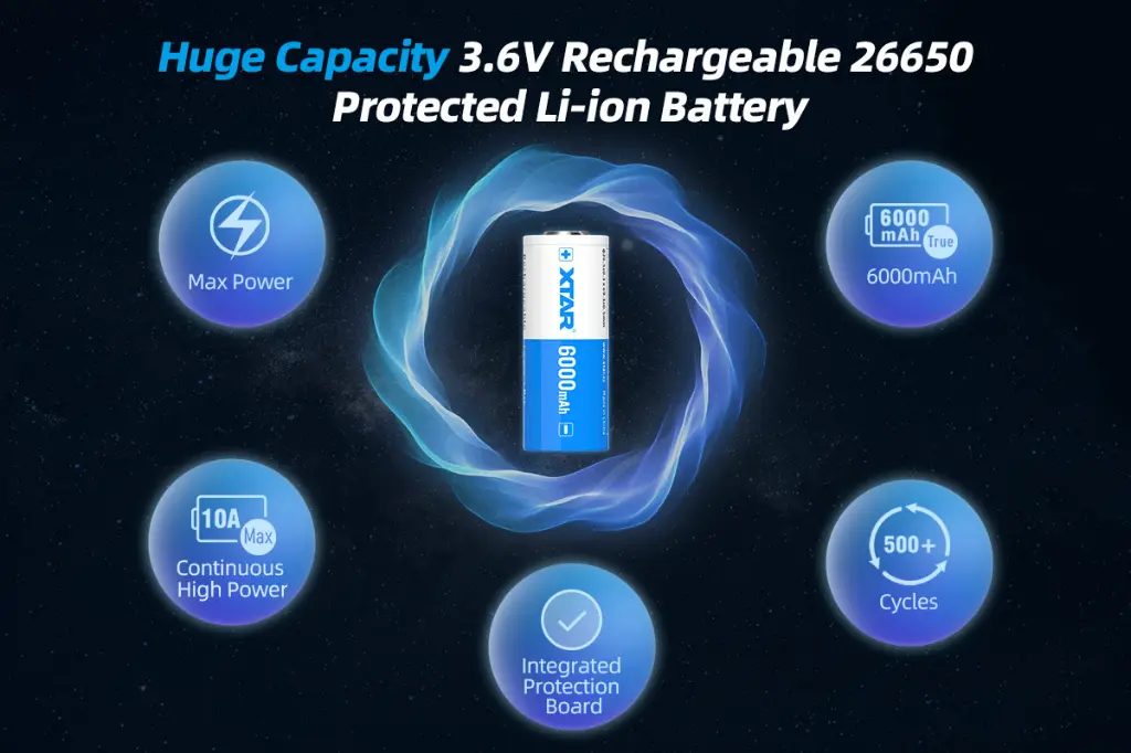 XTAR 26650 6000mAh 10A Battery.webp
