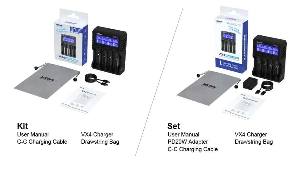 XTAR Visible Mixer VX4 Charger SET.webp