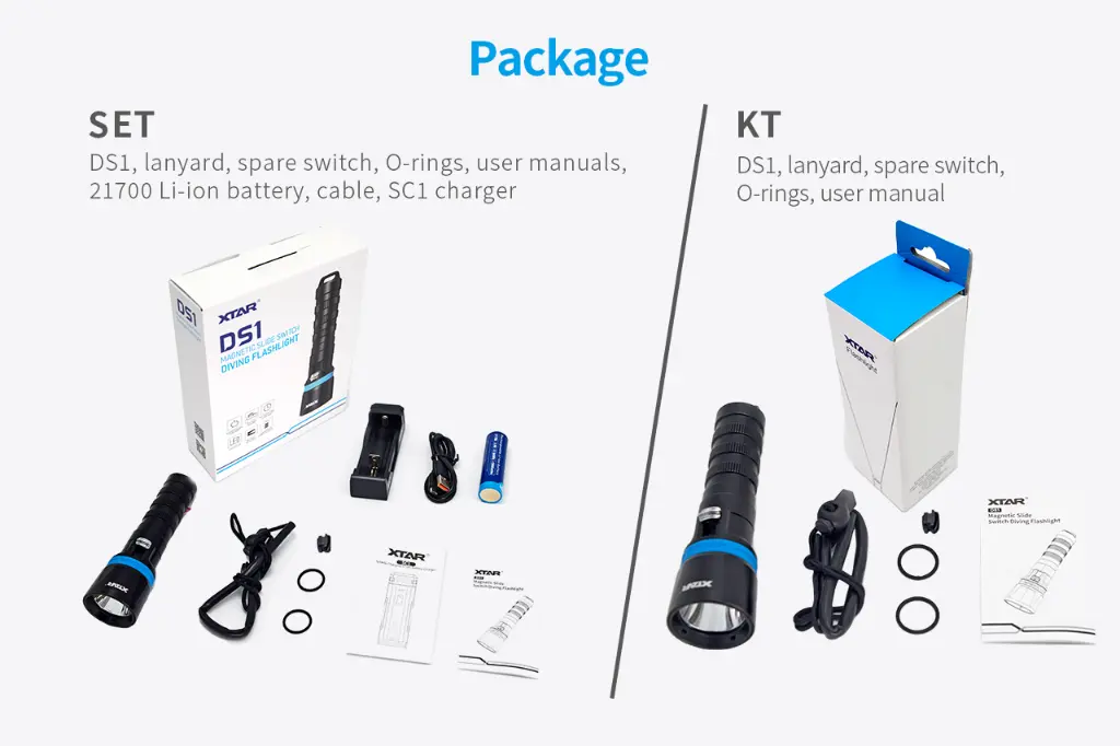 XTAR DS1 1000 lumen Dive Light SET.webp