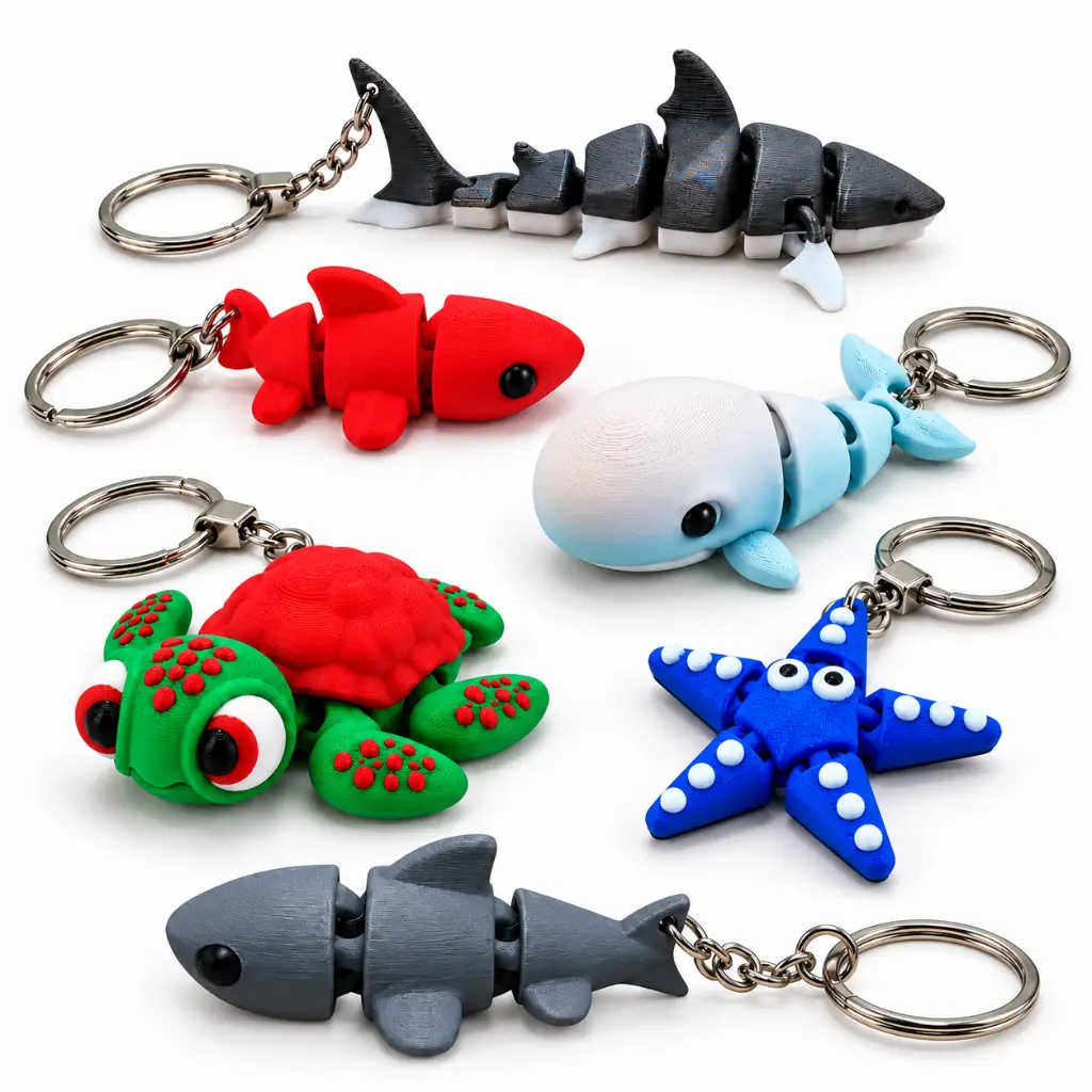 Colorful Articulated Sea Creature Keychains.webp