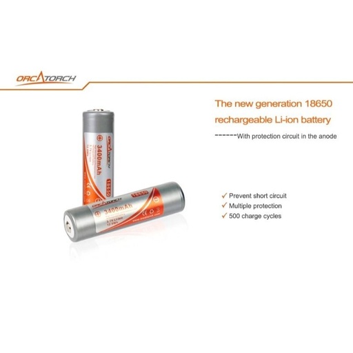 [OT-18650-3400mah] OrcaTorch Battery 18650 R